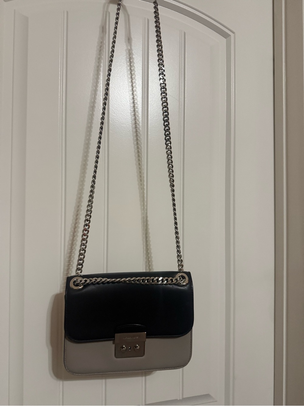Michael Kors Two-Tone Black and Gray Chain-Detail Crossbody Bag